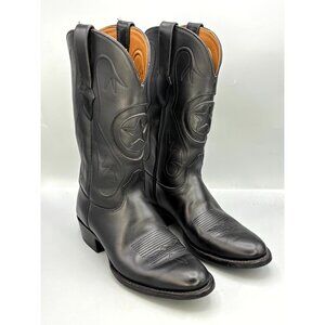 Black Jack Exclusive Mens Cowboy Boots Black Leather Ranch Hand Mid-Calf Western